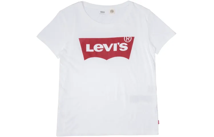 Levi's T-Shirts Women's White Crew Neck Moderate Straight Fit