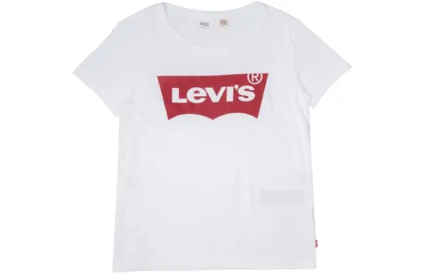 Levi's T-Shirts Women's White Crew Neck Moderate Straight Fit