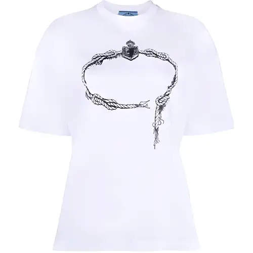 PRADA T Shirts Women's White Crew Neck Moderate Straight Fit