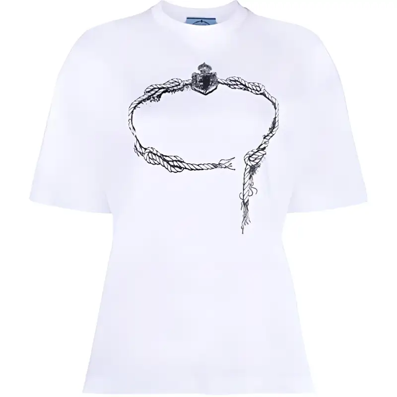 PRADA T Shirts Women's White Crew Neck Moderate Straight Fit