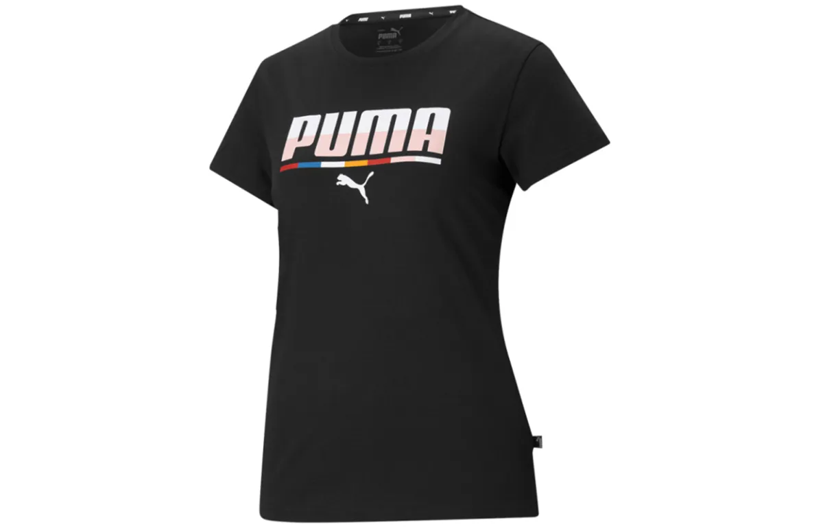 PUMA T-Shirts Women's Black Crew Neck Moderate Straight Fit