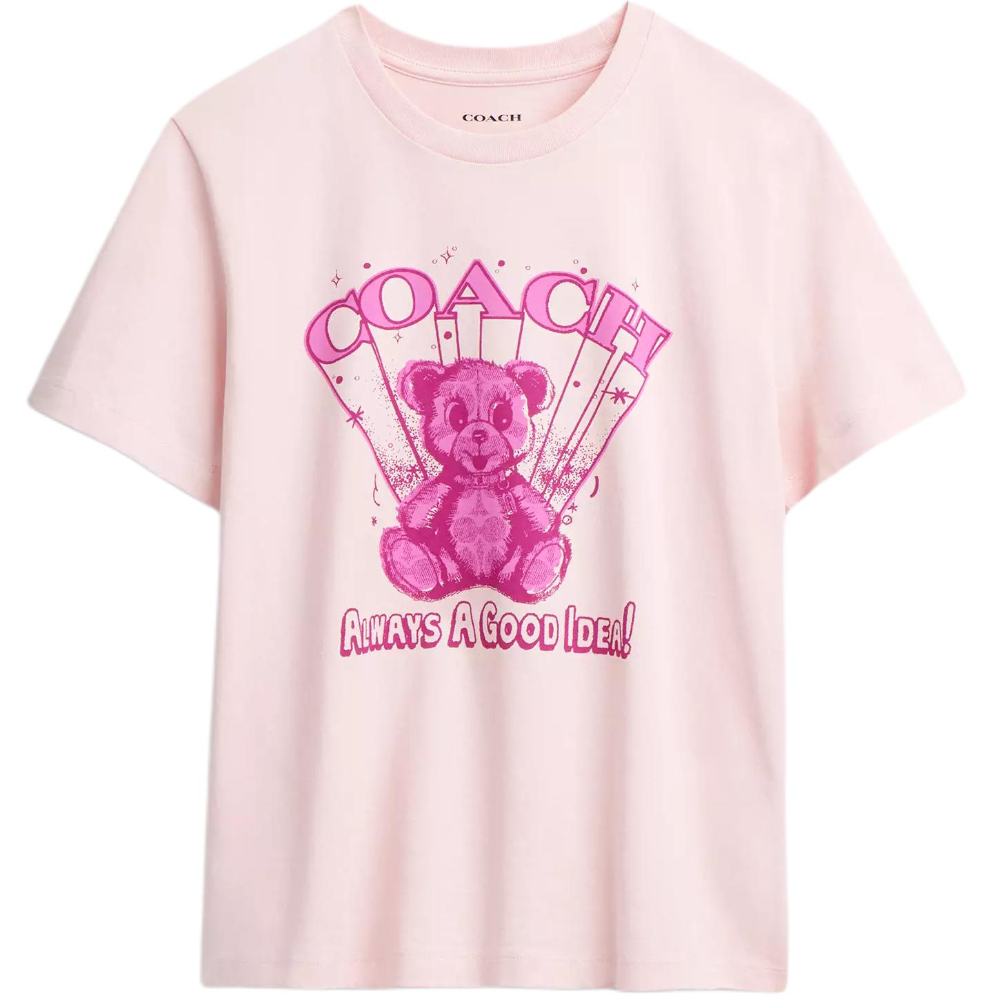 Женская футболка COACH SS25 (розовая)