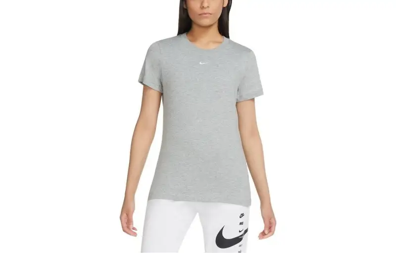 Nike T Shirts Women's Gray Crew Neck Moderate Straight Fit
