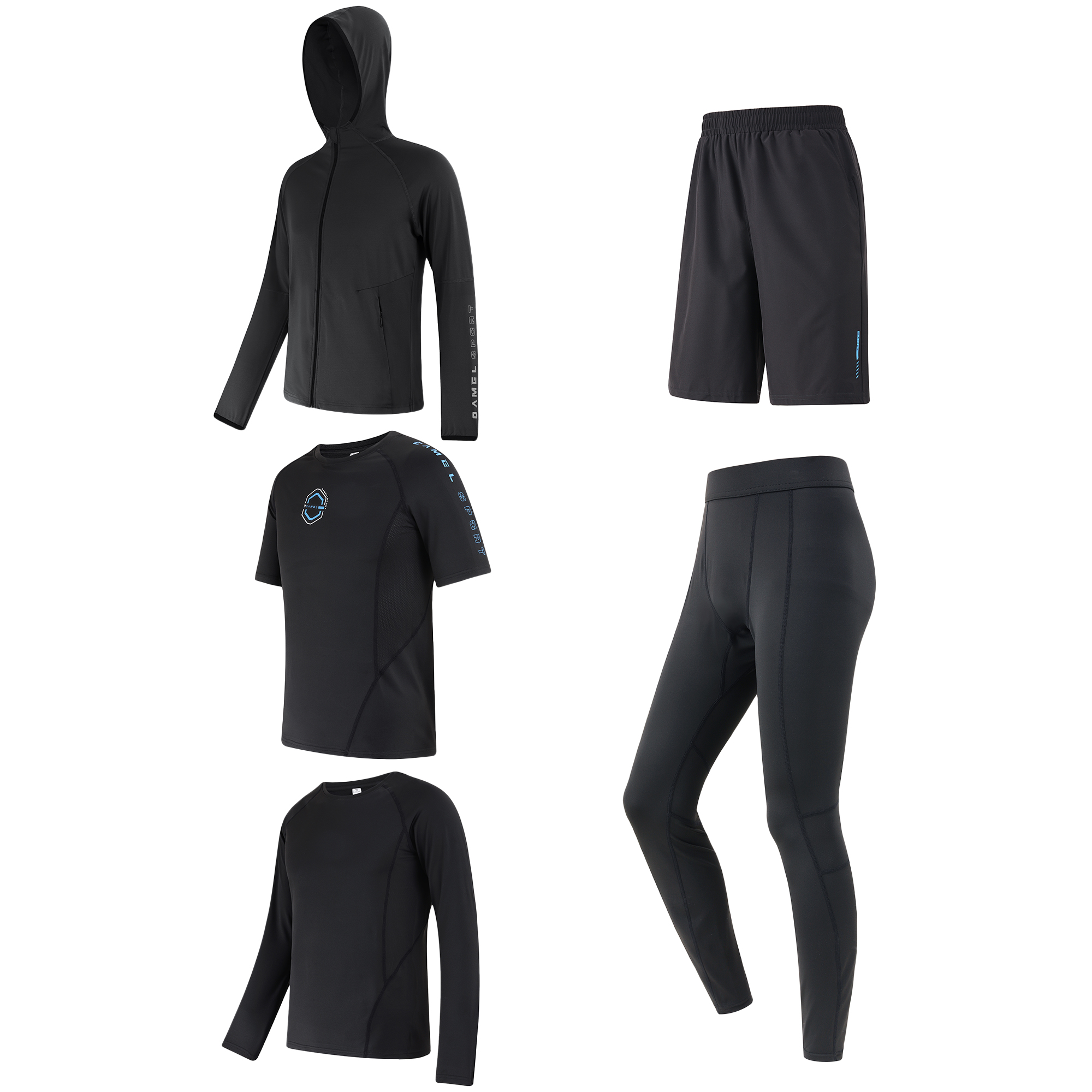 CAMEL Sportswear Stretch Breathable Five Piece Set Fitness Set Men’s