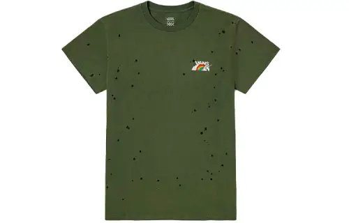 Vans T Shirts Women's Thyme Green Crew Neck Moderate Straight Fit