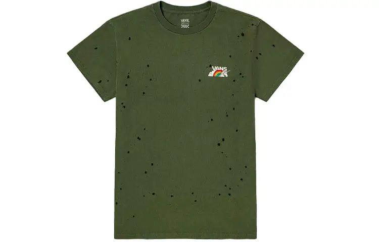 Vans T Shirts Women's Thyme Green Crew Neck Moderate Straight Fit