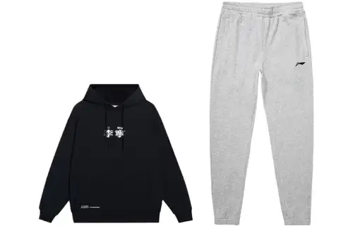 Li Ning Sports Fashion Collection Sweatshirt Sets Unisex Hooded Moderate