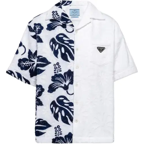 PRADA Shirts Men's Multicolor Lapel Thickened