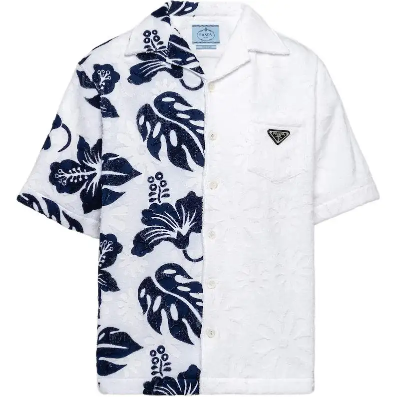 PRADA Shirts Men's Multicolor Lapel Thickened