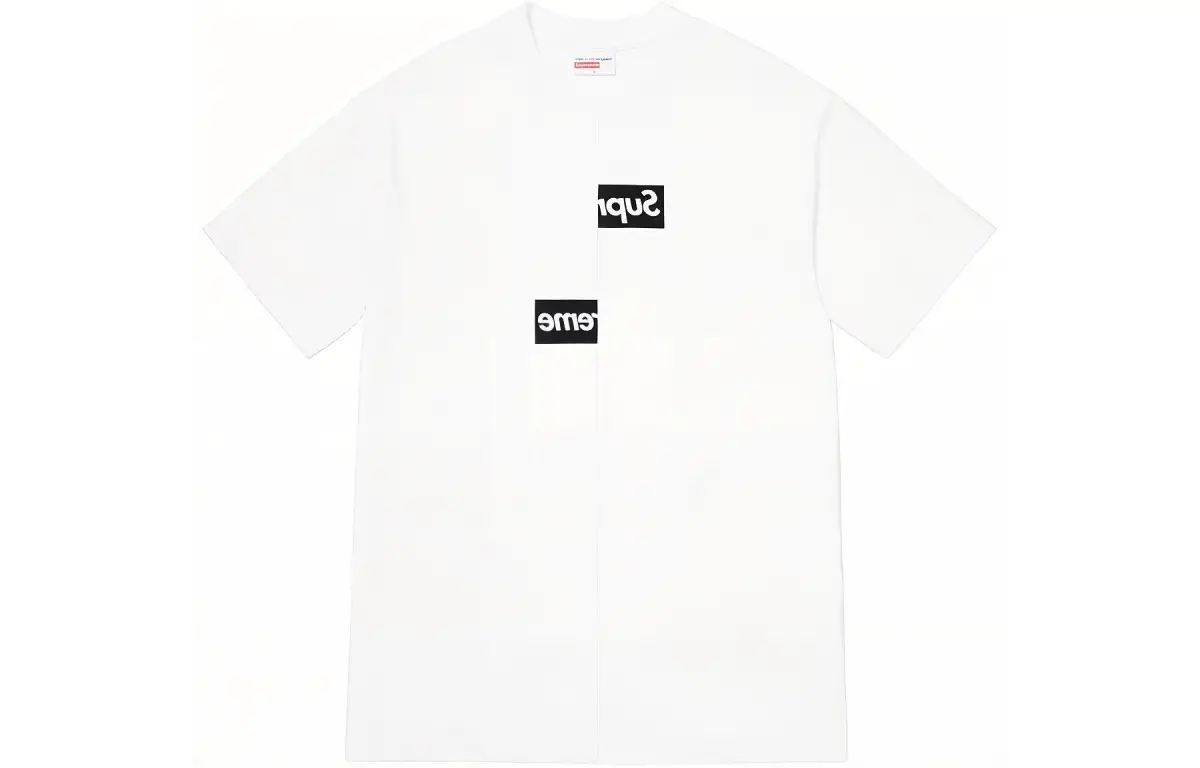 Supreme x Comme Des Garcons Shirt Split Box Logo Tee White T Shirt Unisex White