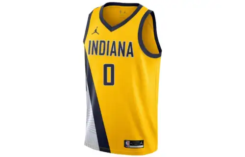 Jordan NBA Indiana Pacers SW version No. 0 Halliburton letter number printed basketball vest, same style for men and women, yellow