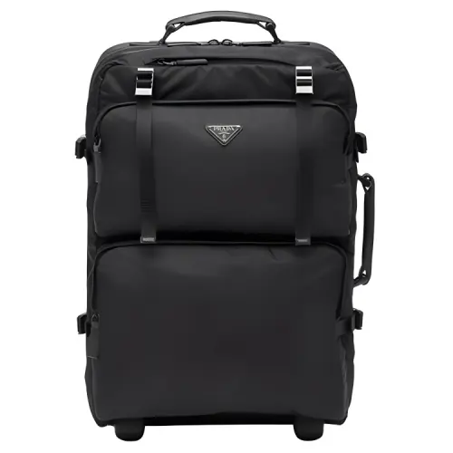 PRADA Saffiano Nylon With Saffiano Leather Luggage Suitcase Women's Black