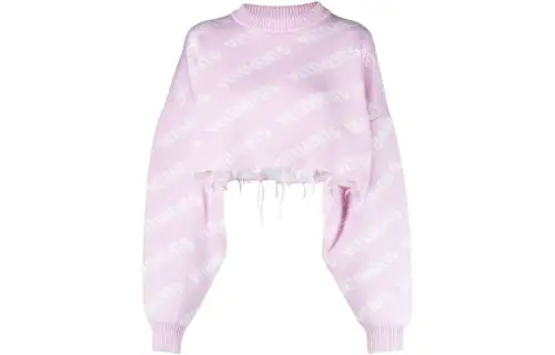 Vetements Crop Tops Women's Light Pink Crew Neck Moderate