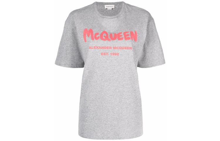 Женская футболка Alexander McQueen (серая)