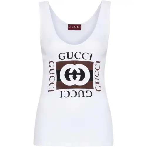 GUCCI Logo Print Tank Top White