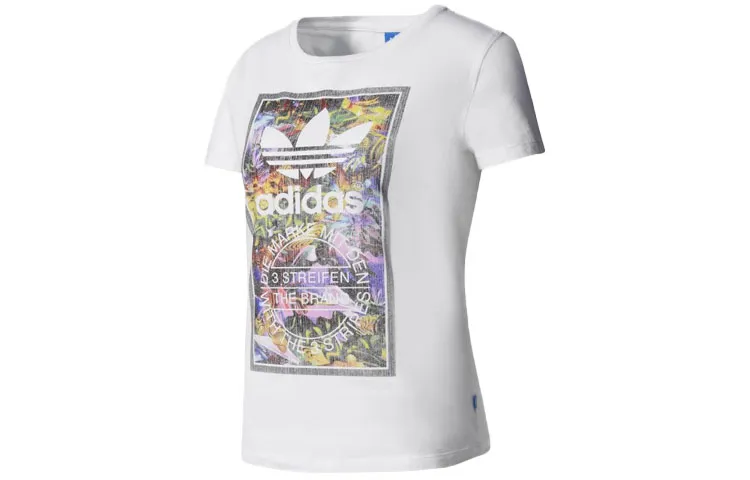 Adidas Originals Tongue Set in Sleeve T Shirt Women's White