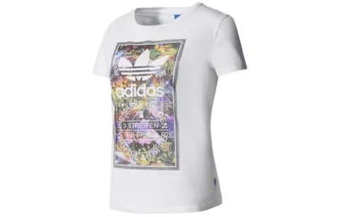 Adidas Originals Tongue Set in Sleeve T Shirt Women's White