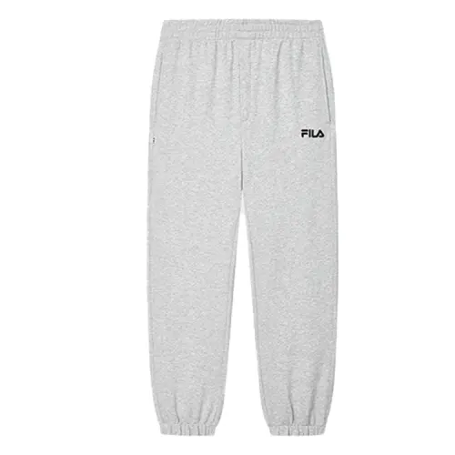 FILA ORIGINALE Loose Fit Solid Color Fleece Lined Lace Up Casual Pants Men's Cloud Gray Heather Gray