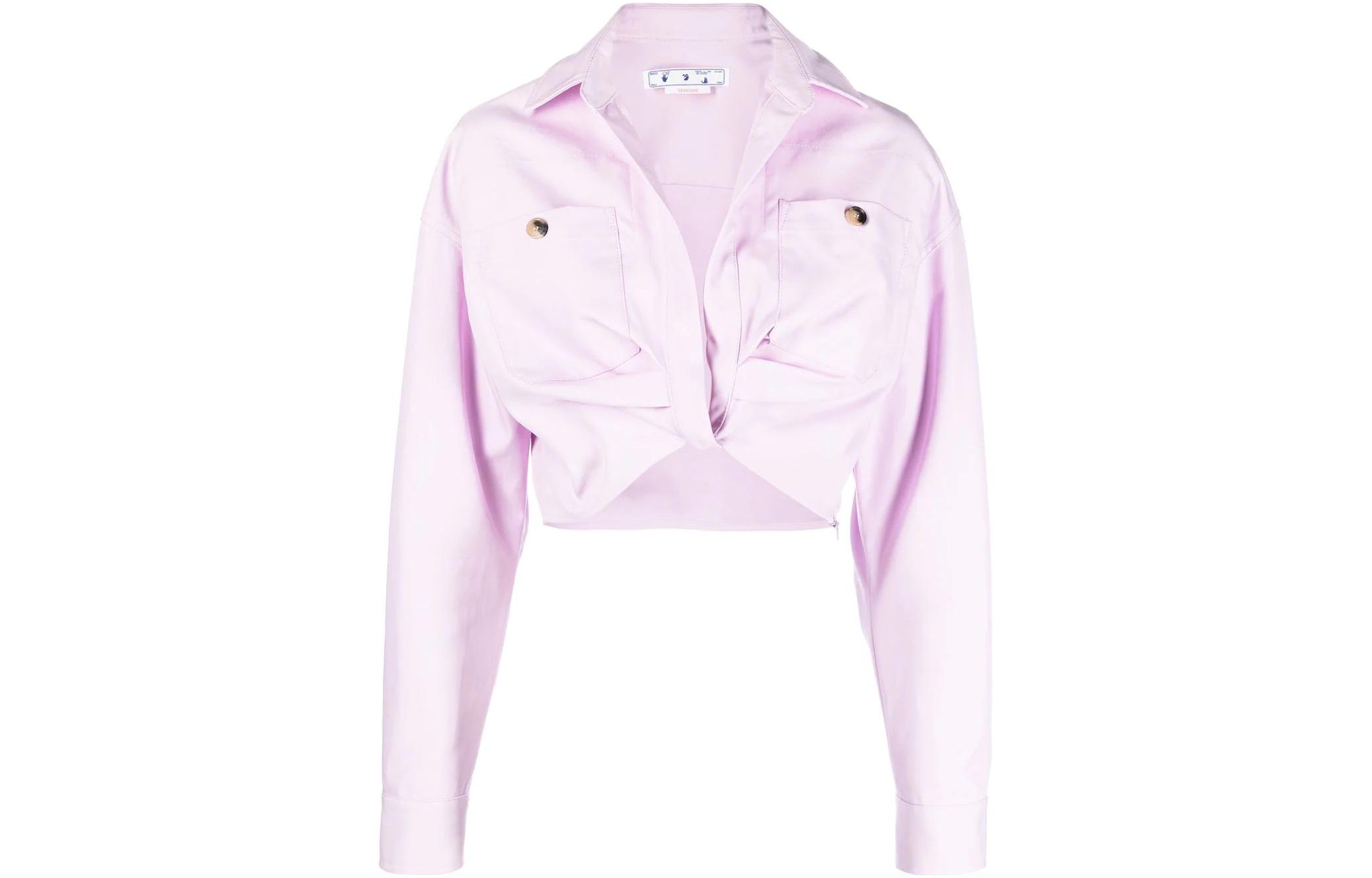 OFF-WHITE twisted-front cropped cotton jacket