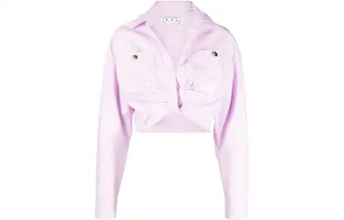 OFF-WHITE twisted-front cropped cotton jacket