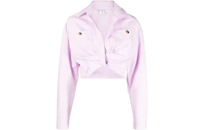 OFF-WHITE twisted-front cropped cotton jacket