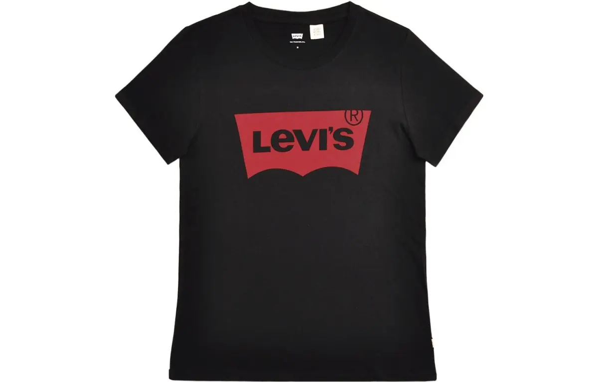 Levi's T-Shirts Women's Black Crew Neck Moderate Straight Fit
