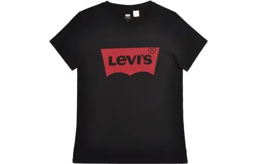 Levis T Shirts Women's Black Crew Neck Moderate Straight Fit