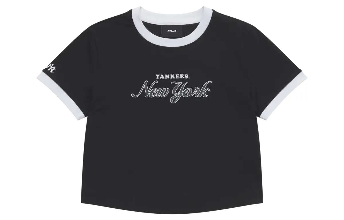 MLB Preppy Style Collection New York Yankees SS25 Regular Sleeve T Shirt Women's Black