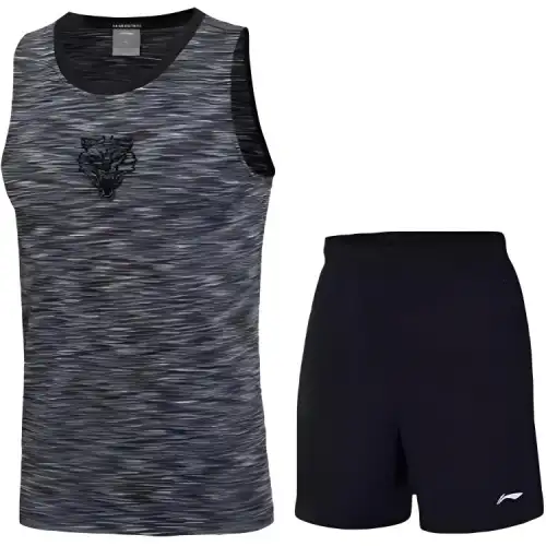 Li Ning Casual Sportswear Men's Tiger Head Gray/Black Crew Neck Moderate