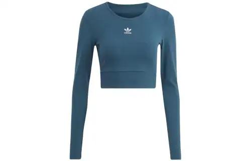 Adidas Originals ESSENTIALS T Shirts Women's Night Blue Crew Neck Moderate Other