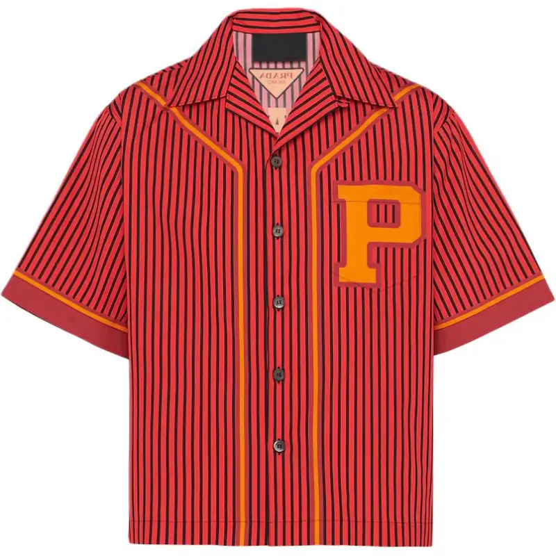PRADA Shirts Men's Red Lapel Moderate Other