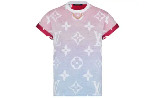 LOUIS VUITTON New Quarterly Products Of LV T Shirts Women's Purple Crew Neck Moderate