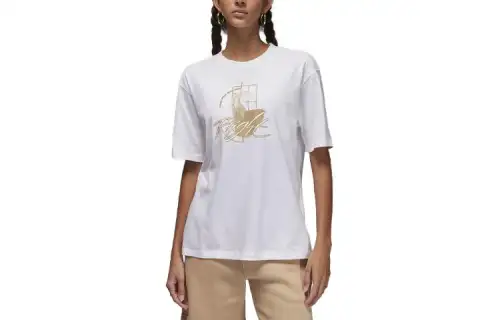 Jordan Drop Shoulder Sleeve T Shirt Women's White
