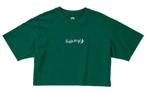 UNIQLO Crop Tops Women's Dark Green Crew Neck Moderate