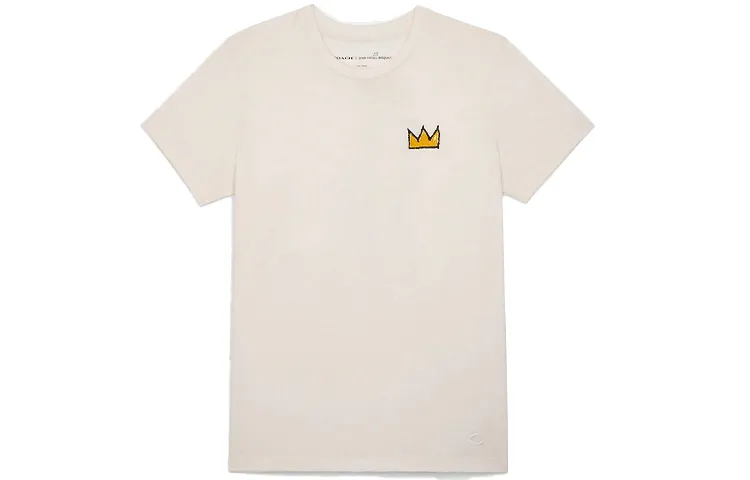 COACH T-Shirts Women's White Crew Neck Moderate Straight Fit