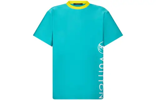 LOUIS VUITTON New Quarterly Products Of LV T Shirts Women's Blue Crew Neck Moderate