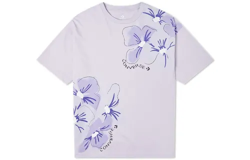 Converse IWD T Shirts Women's Light Purple Crew Neck Moderate Straight Fit