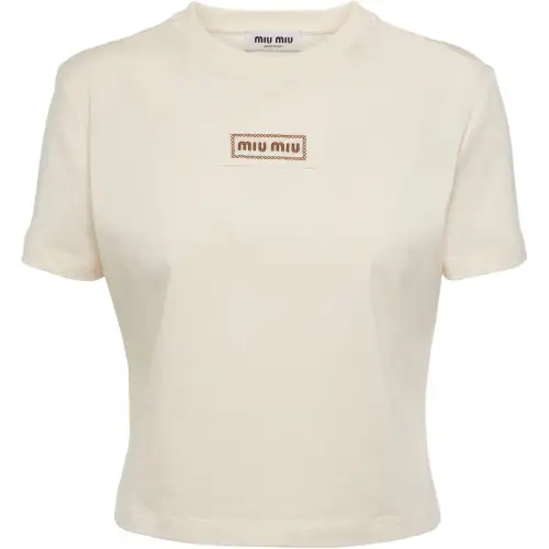 MIU MIU T Shirts Women's Beige Crew Neck Moderate Other