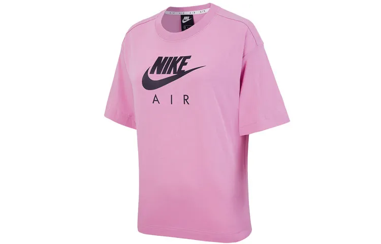 Nike T-Shirts Women's Flamingo Red Crew Neck Moderate Straight Fit