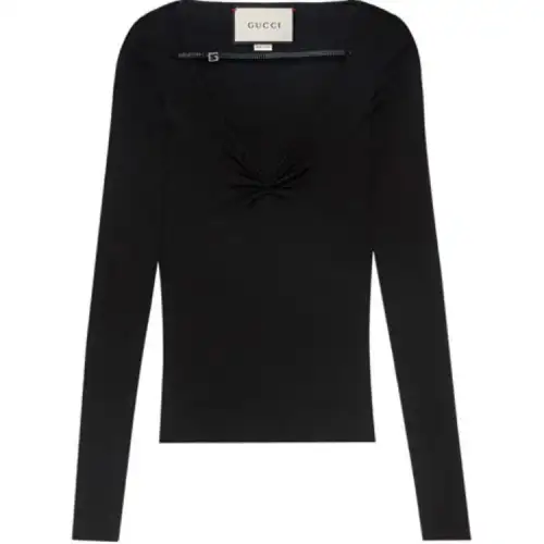GUCCI T Shirts Women's Black V Neck Moderate