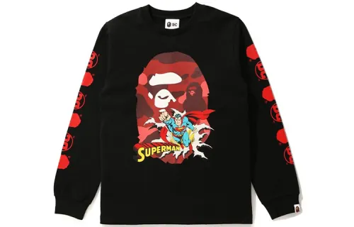 A BATHING APE X Dc Superman Long Sleeve Tee White
