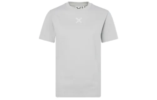 KENZO Letter Logo T Shirts Women's Gray White Crew Neck Moderate Straight Fit