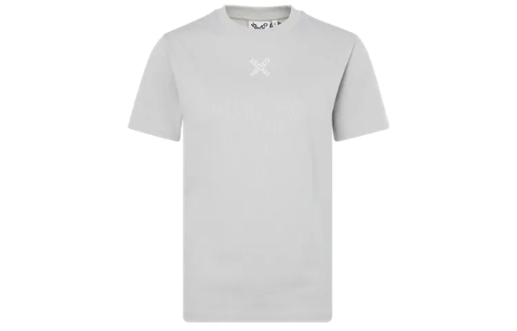 KENZO Letter Logo T Shirts Women's Gray White Crew Neck Moderate Straight Fit
