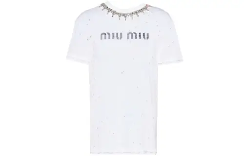 MIU MIU T Shirts Women's White Crew Neck Moderate Straight Fit