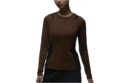 Jordan T Shirts Women's Cocoa Crew Neck Moderate Straight Fit