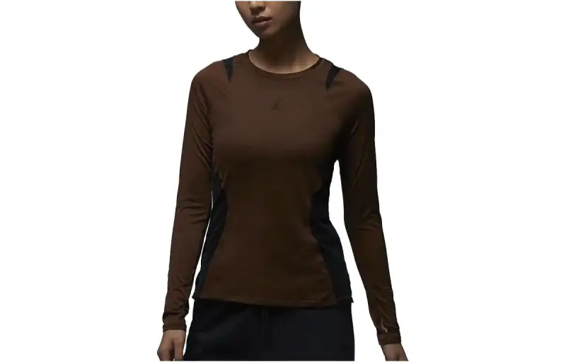 Jordan T Shirts Women's Cocoa Crew Neck Moderate Straight Fit