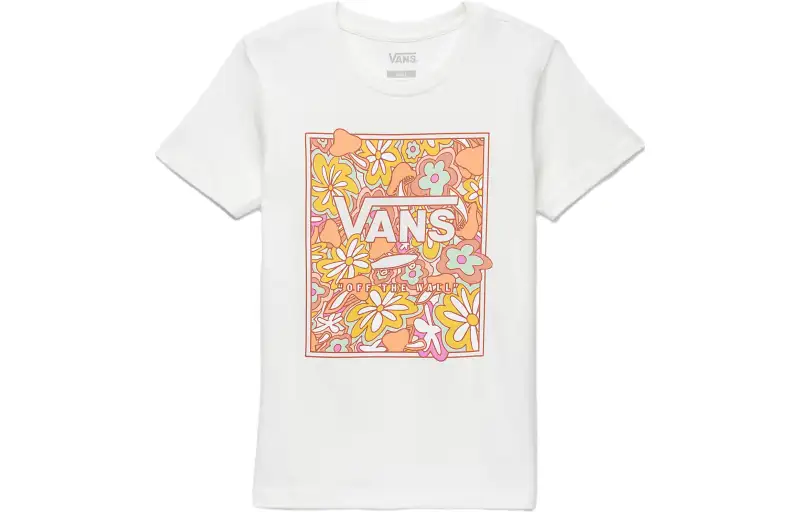 Vans T Shirts Women's White Crew Neck Moderate Straight Fit