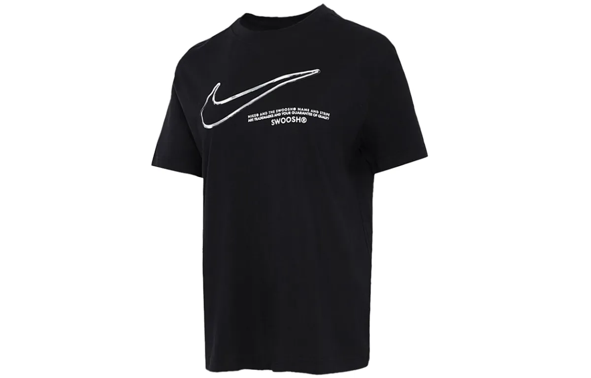 Nike T-Shirts Women's Black Crew Neck Moderate Straight Fit