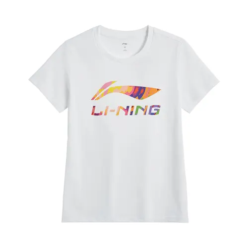 Li Ning T Shirts Women's White Crew Neck