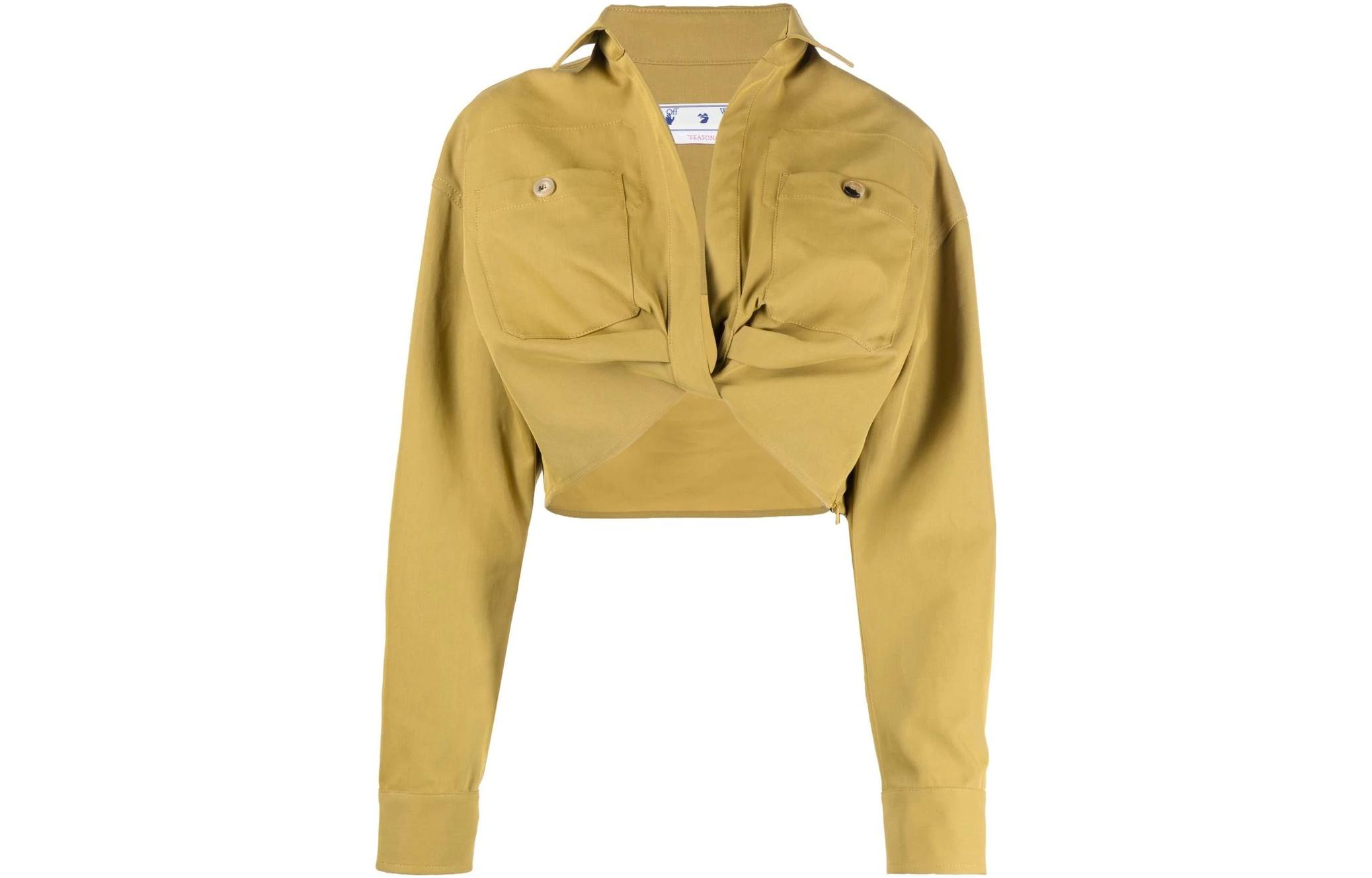 OFF-WHITE twist-front cropped cargo shirt